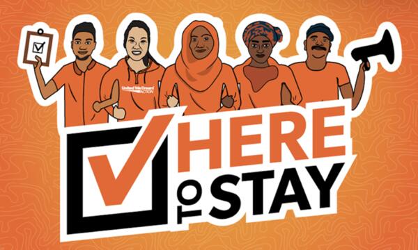 Proud and Free – Grab Your Here To Stay Sticker — free sample: Show your support and make a statement with a FREE "Here To Stay" sticker from United We Dream Actio