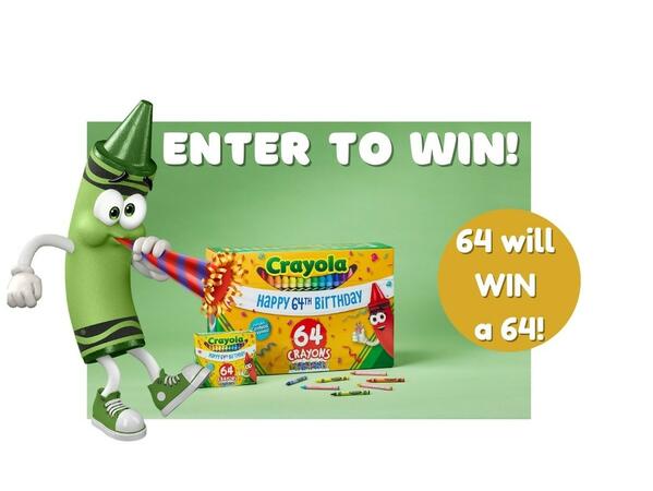 Crayola 64 Will Win 64 Sweepstakes — free sample: Bring out the colors of the world with this sweepstake! Enter your chance to be one of the 4 lucky f