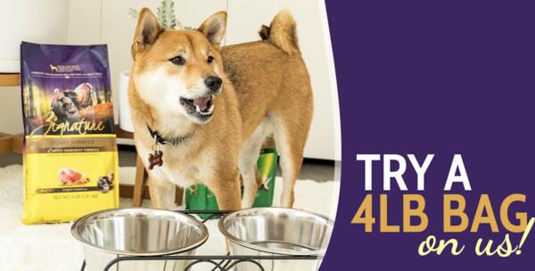 Limited Freebie: 3.5–4 lb. Bag of Zignature Dog Food — free sample: Get a FREE 3.5–4 lb. bag of Zignature Dog Food! 🐶 Click “Fetch Coupon” to print your coupon, then r