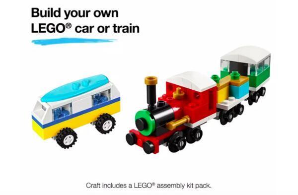 Build Your Own LEGO Car or Train Craft Kit for Free at JCP — free sample: For upcoming free Kids Zone Events, visit JCPenney! Kids can take part in a variety of entertaining 