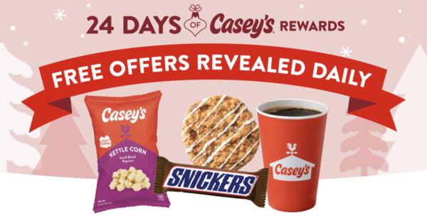 Casey’s Holiday Surprise: Free Item Each Day for 24 Days! — free sample: Casey's 24 Days of Rewards offers a free item daily through December 24, 2024. Members can access th