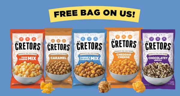 Get this FREE Bag of G.H. Cretors After Rebate! — free sample: To get a free bag of G.H. Cretors snacks, purchase the item at a participating Giant or Martin's ret
