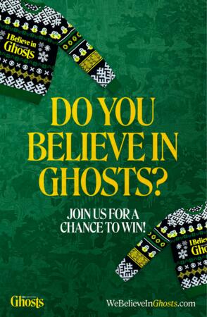 Giveaway Alert! We Believe in Ghosts Fooji  — free sample: The "We Believe in Ghosts Fooji Giveaway" offers a chance to win one of 151 Ghosts Sweaters. The giv