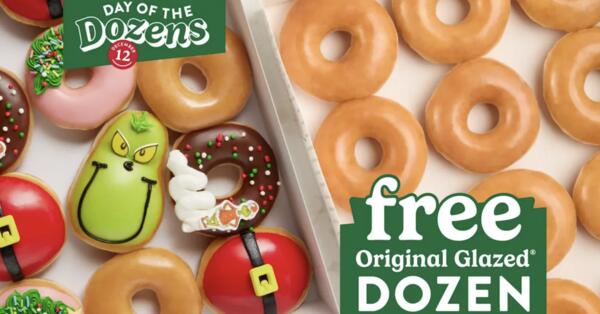 BOGO Free Dozen Donuts Alert! Treat Yourself on December 12th! — free sample: On December 12, 2024, Krispy Kreme is celebrating its annual "Day of the Dozens" by offering custome