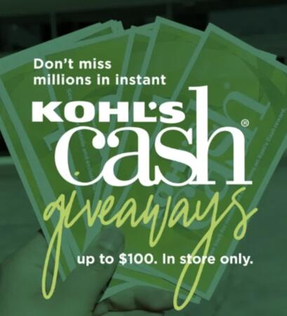 Kohl’s Is Giving Away Up to $100 in FREE Kohl’s Cash — free sample: Kohl’s is giving away FREE Instant Kohl’s Cash during its Kohl’s Cash Ultimate Giveaway. Simply visi